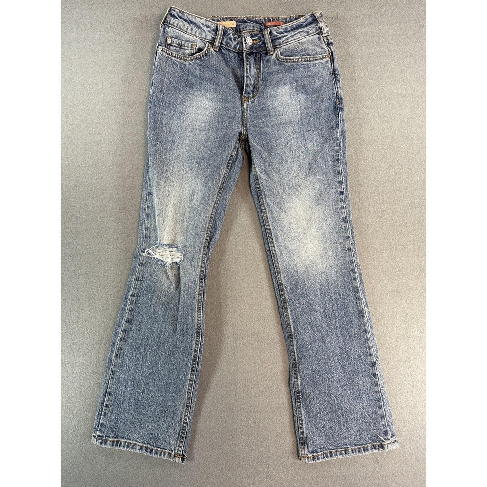 Pilcro Jeans Womens 26 Medium Wash Blue Mid‎ Rise Straight Distressed Denim